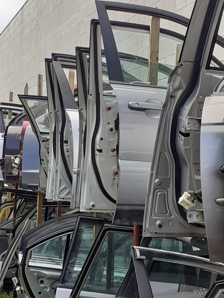 Car doors line-up at Gee Motors Partsworld